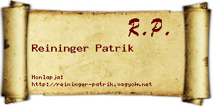 Reininger Patrik névjegykártya